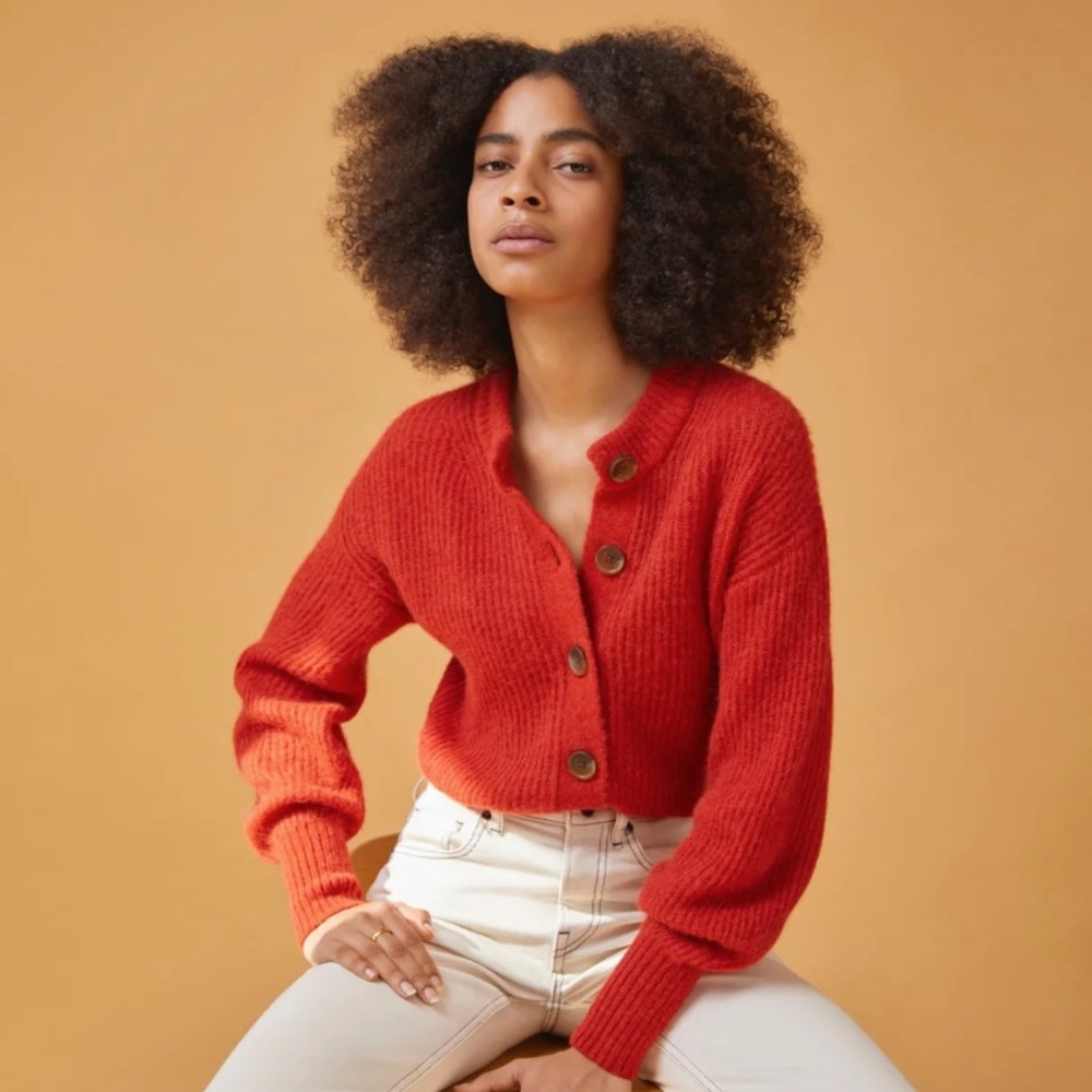 Everlane Red Alpaca Cardigan (M)
